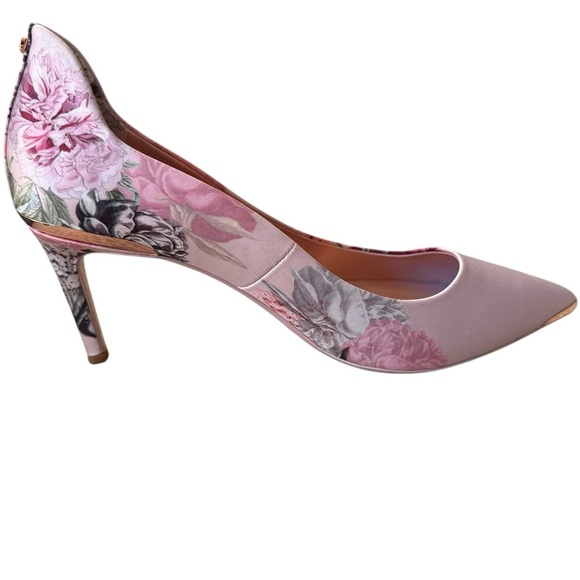 Ted Baker London Floral Satin Pointed Toe Heel Sz 38.5 US 8 Excellent Condition - Picture 7 of 8